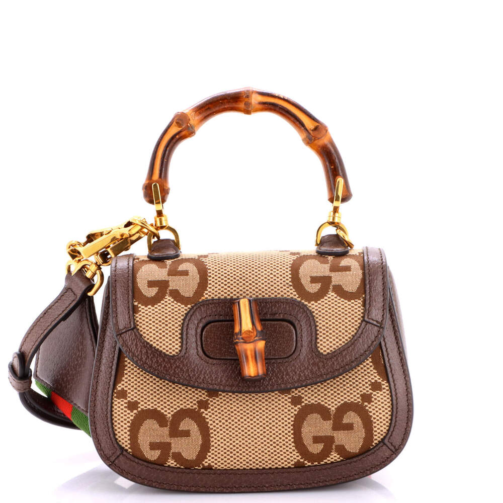 Gucci Mini Bamboo 1947 Top Handle Bag Jumbo GG Canvas
